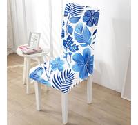 Rawbmop Chair Covers Set of 4 Blue Flowers Leaves Stretch Removable Washable Dining Chair Protector Cover,High Back Chairs Covers,Universal Fit Chairs Slipcovers for Kitchen,Hotel,Office Ceremony
