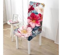 Rawbmop Chair Covers Set of 8 Vintage Red Flowers Modern Stretch Chair Protector,Spandex High Back Chairs Cover Elastic Washable Removable Chairs Protector,for Hotel,Wedding,Banquet,Ceremony