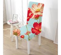 Rawbmop Dining Chair Covers Set of 6 Red Plant Flowers Modern Stretch Chair Protector,Spandex High Back Chairs Cover Elastic Washable Removable Chairs Protector,for Hotel,Wedding,Banquet,Ceremony