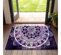 Rawbmop Door Matts Indoor Purple Mandala Pattern Water Absorbent Mud Resistant Easy Clean Entry Outdoor Rugs, Non Slip Backing, Large Durable Mats for Outside Patio Porch Farmhouse 40x60cm