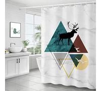 Rawbmop Shower Curtain Animal Geometry Mildew Resistant Waterproof Quick-Drying, Premium Polyester,3D Digital Painting Bathroom Curtains, Durable and washable, with 12 Hooks 180x200cm