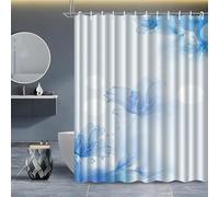 Rawbmop Shower Curtain Blue Flower Mildew Resistant Waterproof Quick-Drying, Premium Polyester,3D Digital Painting Bathroom Curtains, Durable and washable, with 12 Hooks 150x180cm