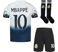 RAWDEM Madrid Mbappe #10 Dragon Special Limited Edition Football Soccer Jersey/Shorts Socks Gift Set for Children Youth Sizes (White, 30)