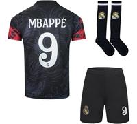 RAWDEM Madrid Mbappe #9 Dragon Special Limited Edition Football Soccer Jersey/Shorts Socks Gift Set for Children Youth Sizes (Black, 30)