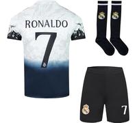 RAWDEM Madrid Ronaldo #7 Dragon Special Limited Edition Football Soccer Jersey/Shorts Socks Gift Set for Children Youth Sizes (White, 30)