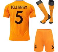 RAWDEM R. Madrid Bellingham #5 2024/2025 Away Football Soccer Jersey/Shorts Socks Gift Set for Children Youth Sizes (Orange, 26).