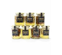 Rawé Raw Acacia Honey with Nuts Collection, 7 Luxury Jars, Unpasteurised, Walnuts, Almonds, Pecans, Cashews, Pistachios