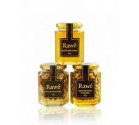 Rawé Raw Pure Honey with Mixed Nuts and Pistachios, 3 Glass Jars, 330g Pure Honey and 280g Nut Varieties, Unpasteurised