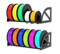 Raweao 3D Printer Filament Storage Rack in Metal, Wall Mounted | Pack of 2, Full Metal Stucture, Stable and Strong, Hold up to 12 Rolls, Easy to Install Great for Home Office Workshop
