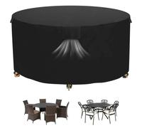 Raweao Round Garden Table Cover Waterproof for 6-8 Seater