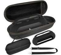 RAWECUD Protective Case for Beats Pill Speaker, Silicone Cover and Hard Carrying Case for Beats Pill Bluetooth Speaker Accessories with Shoulder Strap (Black)