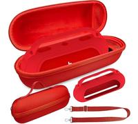 RAWECUD Protective Case for Beats Pill Speaker, Silicone Cover and Hard Carrying Case for Beats Pill Bluetooth Speaker Accessories with Shoulder Strap (Red)