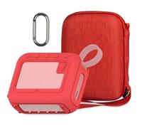 RAWECUD Protective Case for JBL Go 4 Bluetooth Speaker, Hard Carrier and Silicone Cover for Go 4 Speaker Accessories, Shockproof Anti-Scratch Cases with Carabiner (Red, Cases for Go 4)