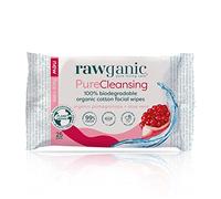 RAWGANIC Pure Cleansing Anti-aging Facial Wipes with Pomegranate and Aloe Vera | Gentle Hydrating Biodegradable Makeup Removal Wipes | Organic Cotton Face Wipes | 1 Pack (25 wipes in total)