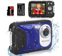 Rawiemy 36MP Waterproof Digital Camera with 2.8-Inch IPS LCD Screen, 8X Digital Zoom, 32GB TF Card, and USB 2.0 - Blue