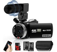 Rawiemy Video Camera Camcorder Full HD 4K 60FPS 48MP Vlogging Camera for YouTube Digital Camera Recorder 18X Zoom Video Camera for Filming with 3.0" Touch Screen,2 Batteries and 32G SD Card