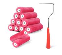 RAWILL Mohair Paint Roller 4 Inch,12 Pack Small Paint Roller Kit with Frame,Lint-Free & Shed-Resistant,Ideal for Painting, Door,Wood,Cabinets,Corners and Walls