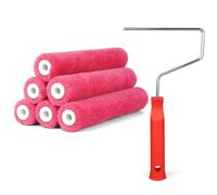 RAWILL Mohair Paint Roller 6 Inch,6 Pack Small Paint Roller Kit with Frame,Lint-Free & Shed-Resistant,Ideal for Painting, Door,Wood,Cabinets,Corners and Walls