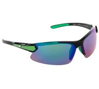 Rawlings Half-rim sports sunglasses for adults, black/green, mirrored lenses, 100% UV protection, impact resistant