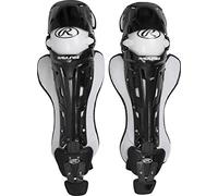 Rawlings Mach Intermediate NOCSAE Baseball Catcher's Leg Guards, Black/White