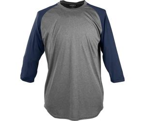 Rawlings Men's 3/4 Sleeve Shirt, Graphite/Navy, Medium