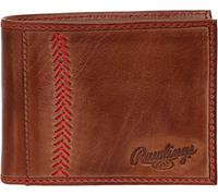 Rawlings Mens Tanned-leather Baseball Stitch Embroidered Wallet - (Light Brown)