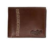 Rawlings Men's Bifold Wallet Collection, Dark Brown | Baseball Seam Stitch, One Size, Rawlings | Men's Bifold Wallet Collection | Genuine Leather | Multiple Styles & Colors
