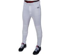 Rawlings Men's Launch Series Baseball Pant | Jogger Fit | Adult Sizes | Solid & Piped Options, White/Navy, Large