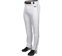Rawlings Men's Launch Series Baseball Pants | Full Length Semi-Relaxed Fit | Adult Sizes | Piped | Multiple Colors, White/Black, X-Large