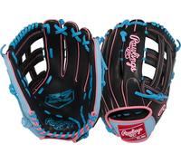 Rawlings | R9 Series Baseball Glove | 12.75" | Right Hand Throw | Black/Columbia Blue/Pink