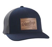 Rawlings Unisex's Leather Patch Snapback Baseball Cap, Navy, One Size