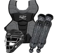 RAWLINGS Velo 2.0 Intermediate NOCSAE Baseball Protective Catcher's Gear Set, Black and Graphite