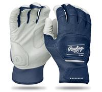 Rawlings | Workhorse Adult Baseball Batting Gloves | White/Navy | Med