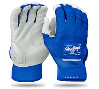 Rawlings Workhorse Adult Baseball Batting Gloves, White/Royal Blue, Medium