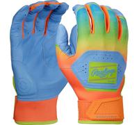 Rawlings Workhorse Baseball Batting Gloves | Funburst | Columbia/Orange | Adult L