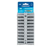 Rawlplug Uno Universal Wallplug 10 mm Gry | RawlPlugs for Plasterboard, Masonry, Brick, Concrete | Anti Rotation Features | Plasterboard Fixings Plug Pack of 80,10 x 36 mm,68615