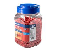 Rawlplug Uno Universal Wall Plugs | Jar of 6 mm RED | Rawl Plugs for Plasterboard Masonry Brick Concrete | Solid Wall Plug Anti Rotation Features | Plasterboard Fixings Jar of 500,L