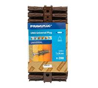 Rawlplug Uno Universal Contract Wallplug 7 mm Brown | Rawl Plugs for Plasterboard, Masonry, Brick, Concrete | Solid Wall Plug Anti Rotation Features | Plasterboard Fixings Plug Pack of 288
