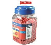 Rawlplug Uno Universal Screws and Wall Plugs Set 6 mm RED | Screws and Rawl Plugs for Plasterboard Masonry Brick Concrete | Solid Wall Plug Anti Rotation Features | Plasterboard Fixings Jar of 500