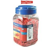 Rawlplug Uno Universal Wall Plugs | Jar of 6 mm RED | Rawl Plugs for Plasterboa
