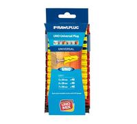 Rawlplug Uno Universal Wall Plugs Set 6, 7, 8 mm | Rawl Plugs for Plasterboard, Masonry, Brick, Concrete | Solid Wall Plug Anti Rotation Features | Plasterboard Fixings Plug Pack of 144,Multicolour