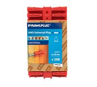 Rawlplug Uno Universal Wallplug 6mm RED | RawlPlugs for Pboard, Masonry, Brick, Concrete | Anti Rotation Features | Pack of 288 R-U1-MIX-RED-288