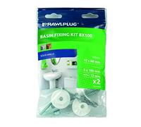 Rawlplug Wash Basin Fixing Kit Wall Mounted | Mounting Kit for Small Washbasins with Screws and Plugs | Bathroom Sink Fitting | Wall Hung Basin | Bathroom Fixtures White R-S1-KPU120