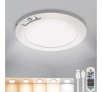 RAWNICE Rechargeable Motion Sensor Light with Remote, 7.5inch 400LM Magnetic Wireless Ceiling/Wall Lights,Battery Powered Ceiling Lights Indoor, Pir Light for Shed Loft Stairs Garage Hallway Bathroom