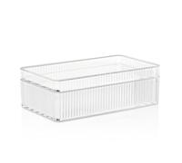 RAWR Acrylic Clear Stackable Storage Box With Lid - Plastic Makeup Organizer & Bathroom Storage For Medicine, Art Supplies, Jewelry, Stationery - Stackable Acrylic Drawers for Office Supply