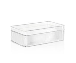 RAWR Acrylic Clear Stackable Storage Box With Lid - Plastic Makeup Organizer & Bathroom Storage For Medicine, Art Supplies, Jewelry, Stationery - Stackable Acrylic Drawers for Office Supply