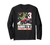 Rawr I’m 3 Dinosaur Monster Truck Birthday Bash Long Sleeve T-Shirt