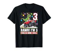 Rawr I’m 3 Dinosaur Monster Truck Birthday Bash T-Shirt