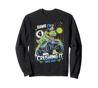 Rawr I'm 4 Crushing It Since 2021 T Rex Dinosaur Birthday Sweatshirt