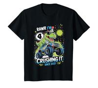 Rawr I'm 4 Crushing It Since 2021 T Rex Dinosaur Birthday T-Shirt